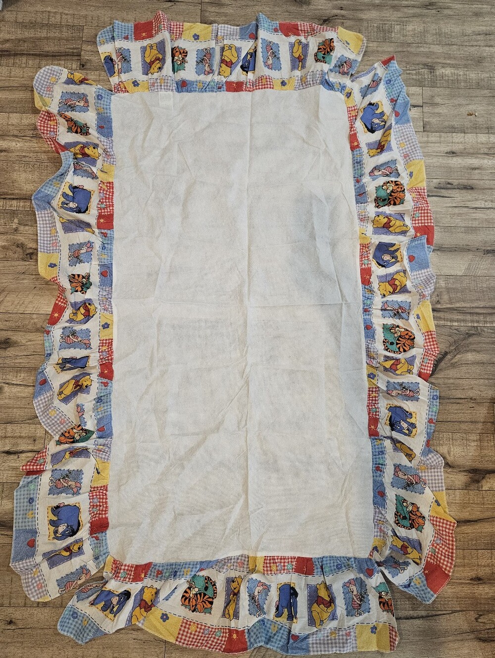 Vintage 1998 Disney Winnie the Pooh Patchwork Crib Skirt Little Bedding USA